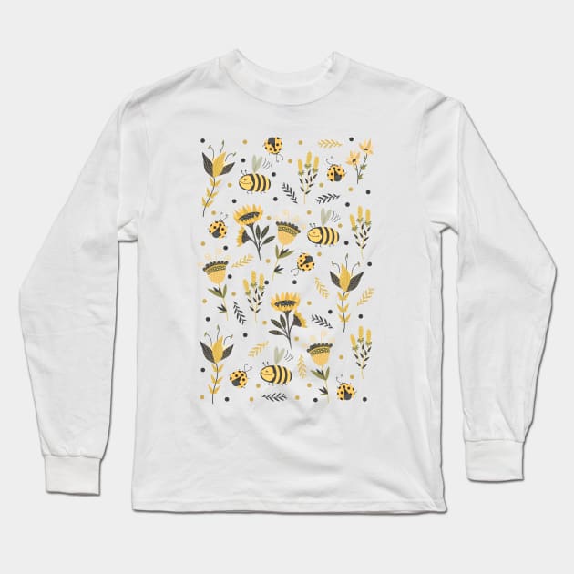 Bee and ladybugs Long Sleeve T-Shirt by JuliaBadeeva